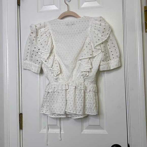 J. Crew White Puff Sleeve Wrap Blouse - Picture 10 of 11